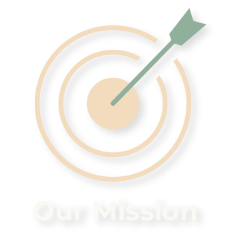 Target with arrow hitting center and text Our Mission below.