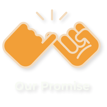 Two orange hands pinky promise above the text 'Our Promise'.