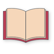 Illustration of an open book with blank beige pages and a dark red cover.