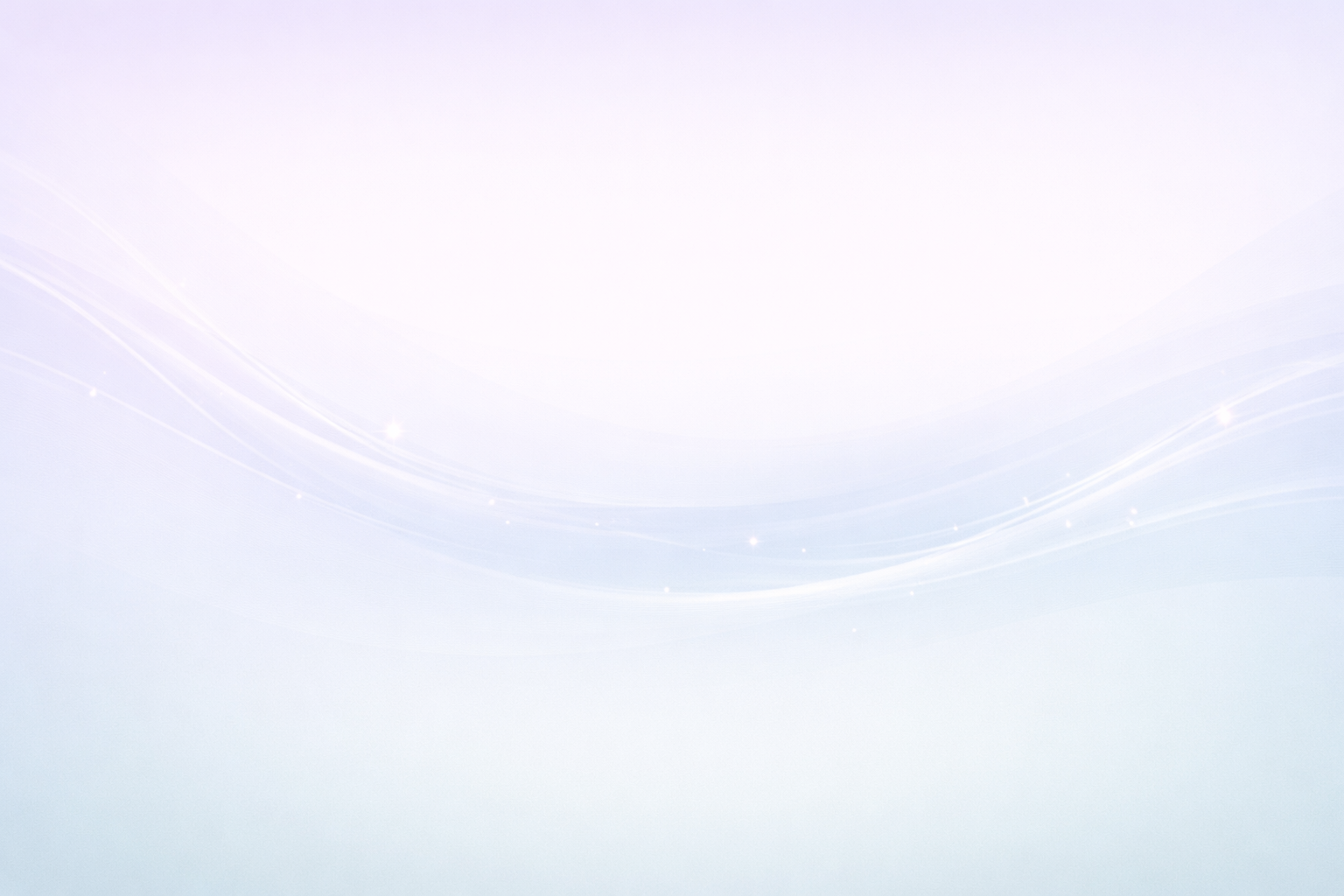 Soft gradient background with flowing white light waves and sparkling star-like accents on a pale blue and lavender backdrop.