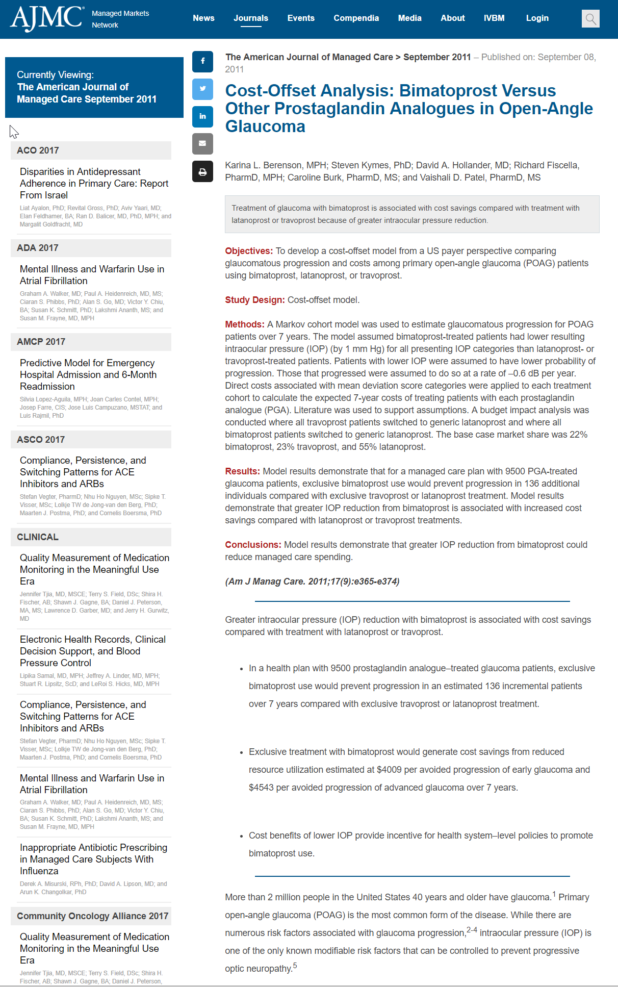 Cost-offset analysis-bimatoprost