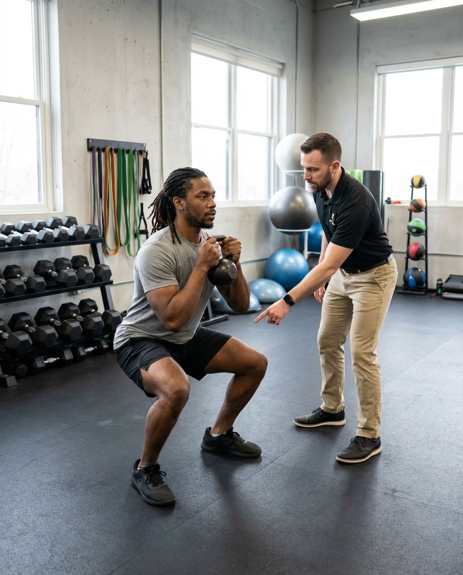 Patient working with a provider at a performance physical therapy clinic in Hanover