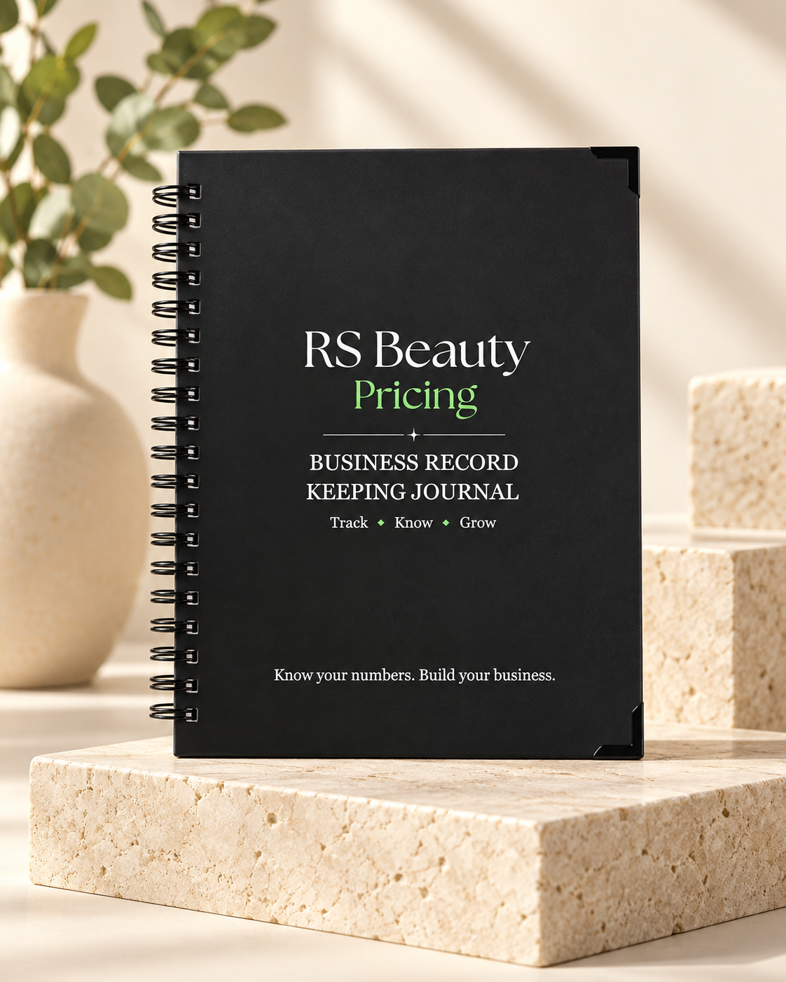 Front cover of the RS Beauty Pricing Business Record Keeping Journal