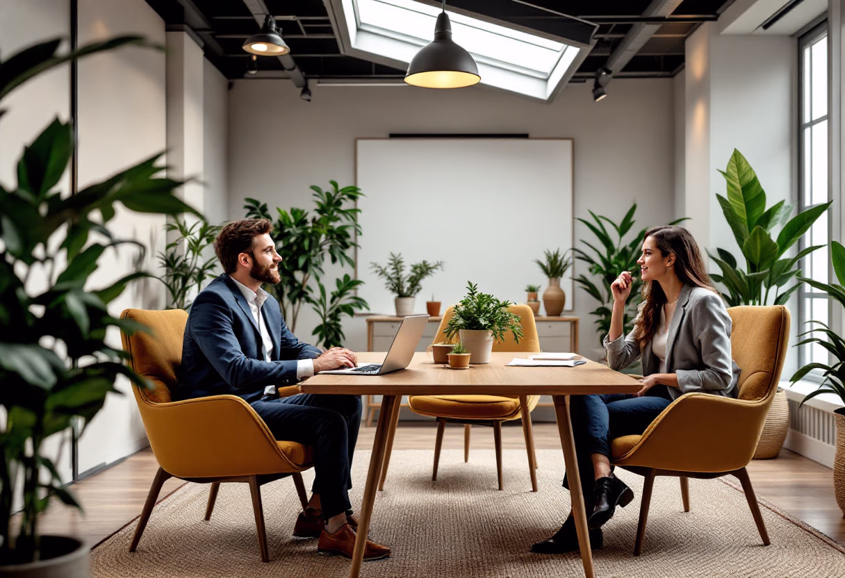 Professionals in a formal business meeting around a conference table