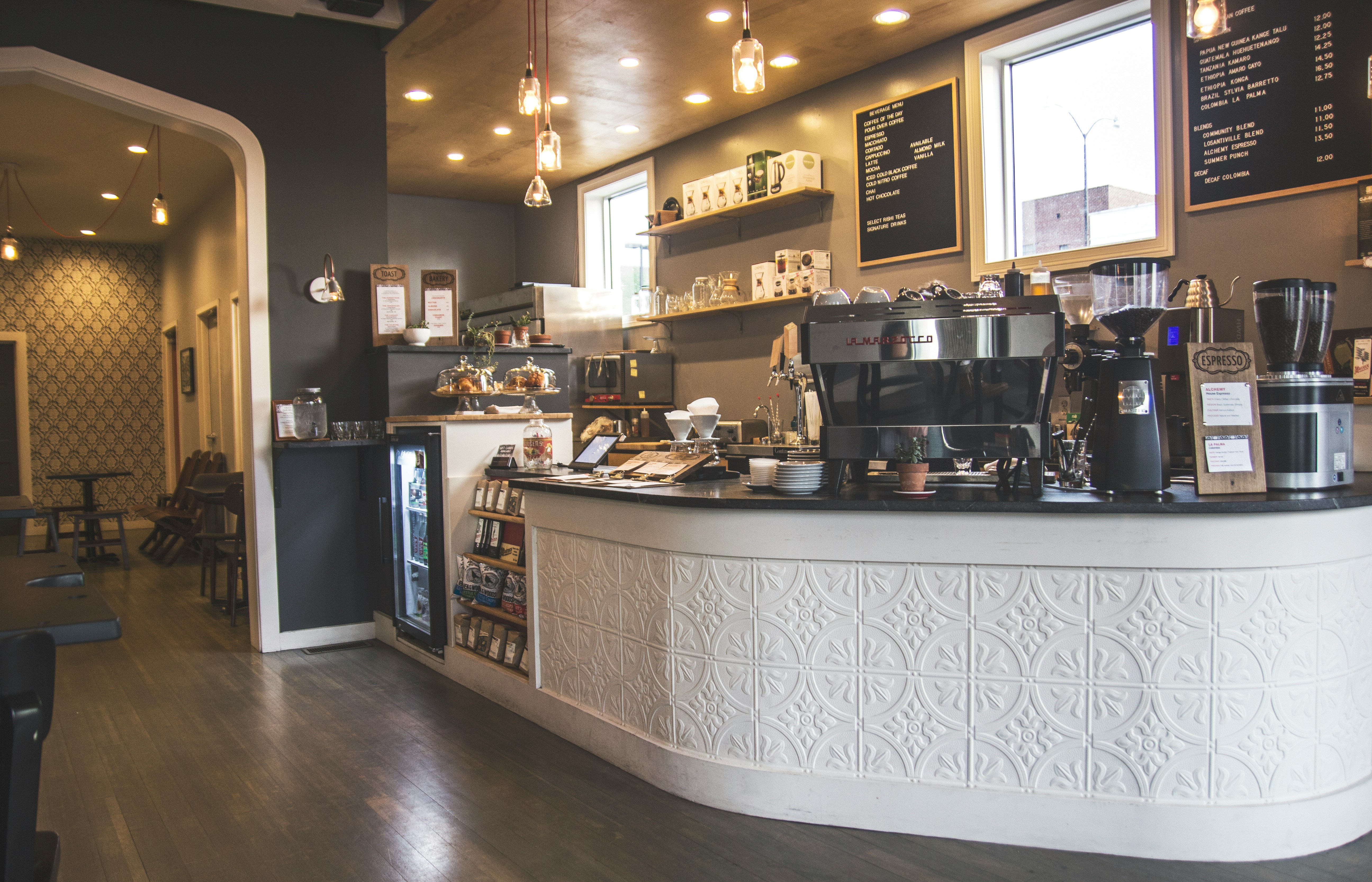 Coffee shop counter with espresso machines
