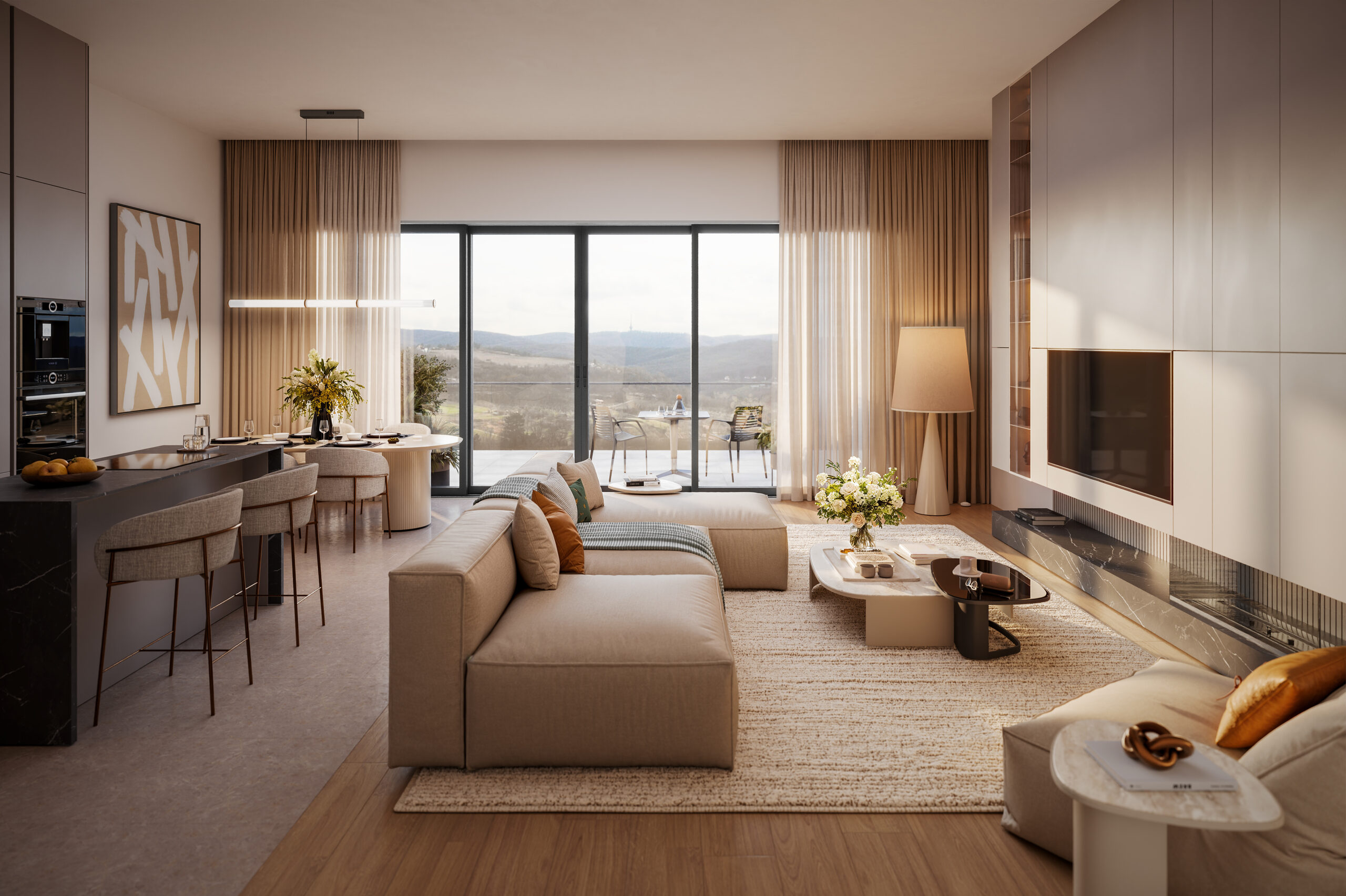 Living room interior of Residence A2