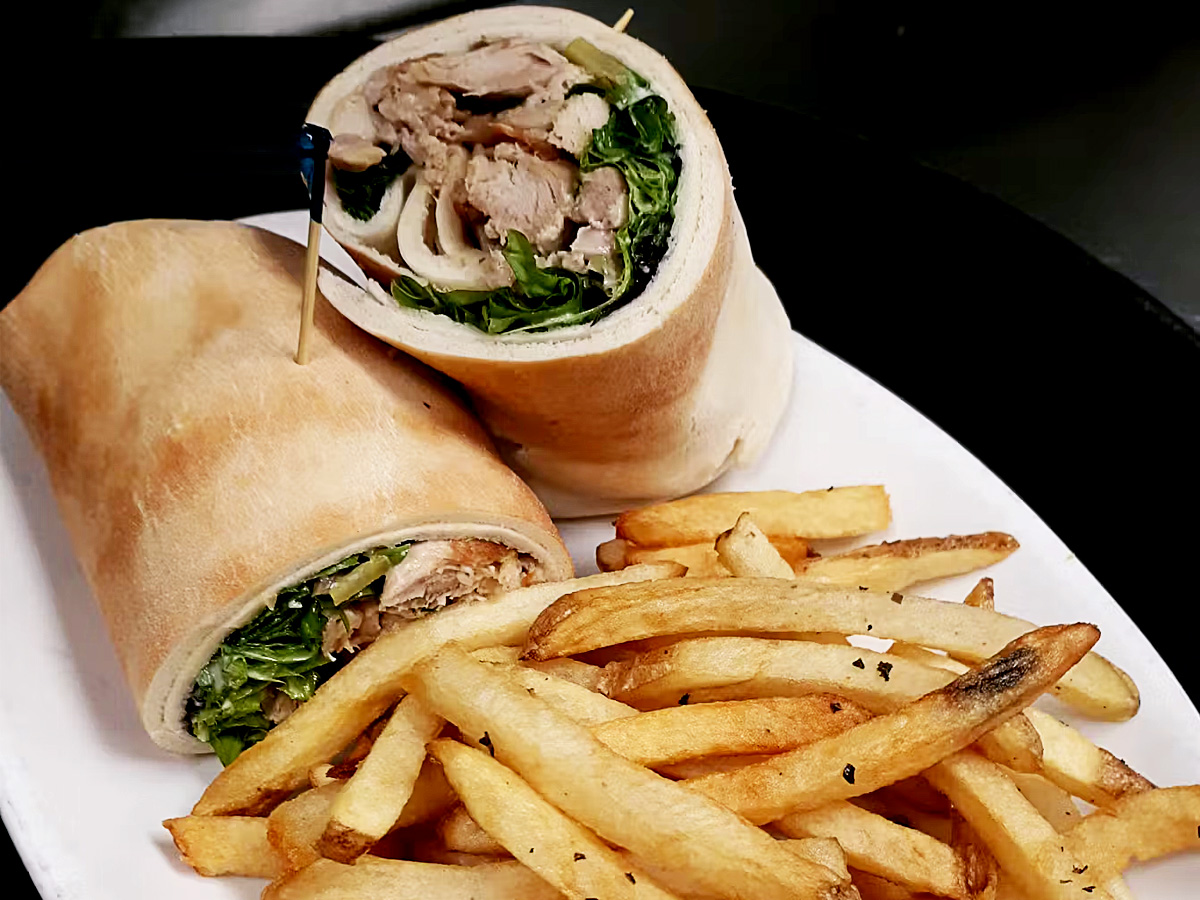 chickien shawarama wrap with fries