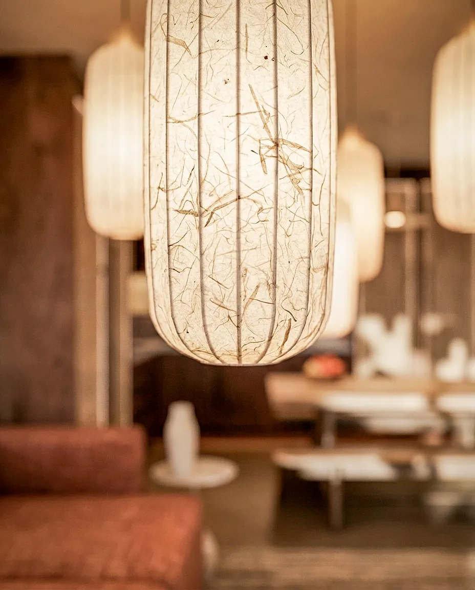 Détail d’une suspension à motif végétal — appartement 80 m², Cannes