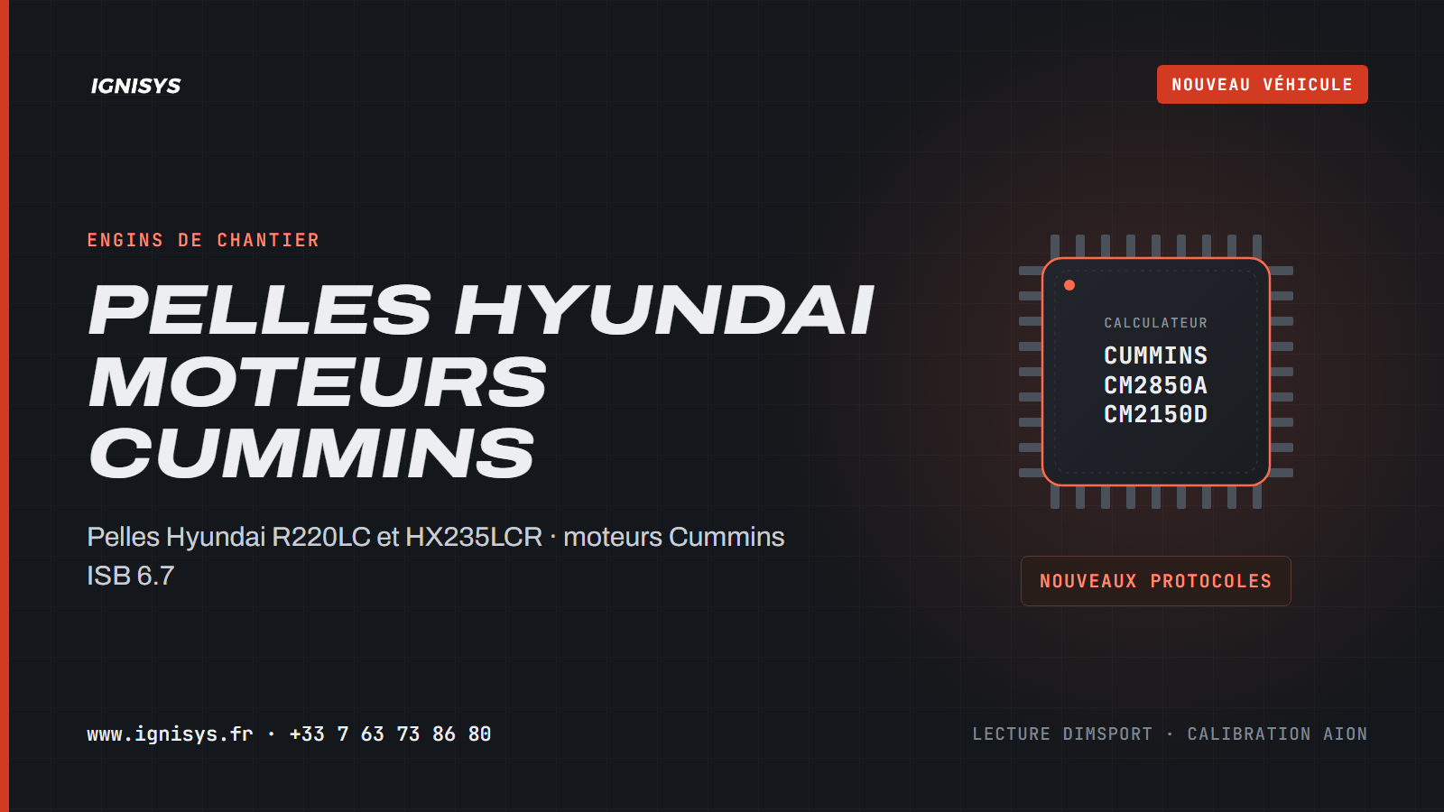 Engins de chantier : pelles Hyundai et moteurs Cummins pris en charge