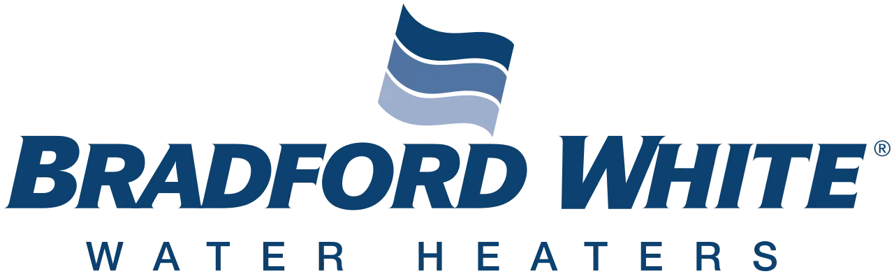 Bradford White logo with stylized blue waves above the brand name and 'Water Heaters' below.