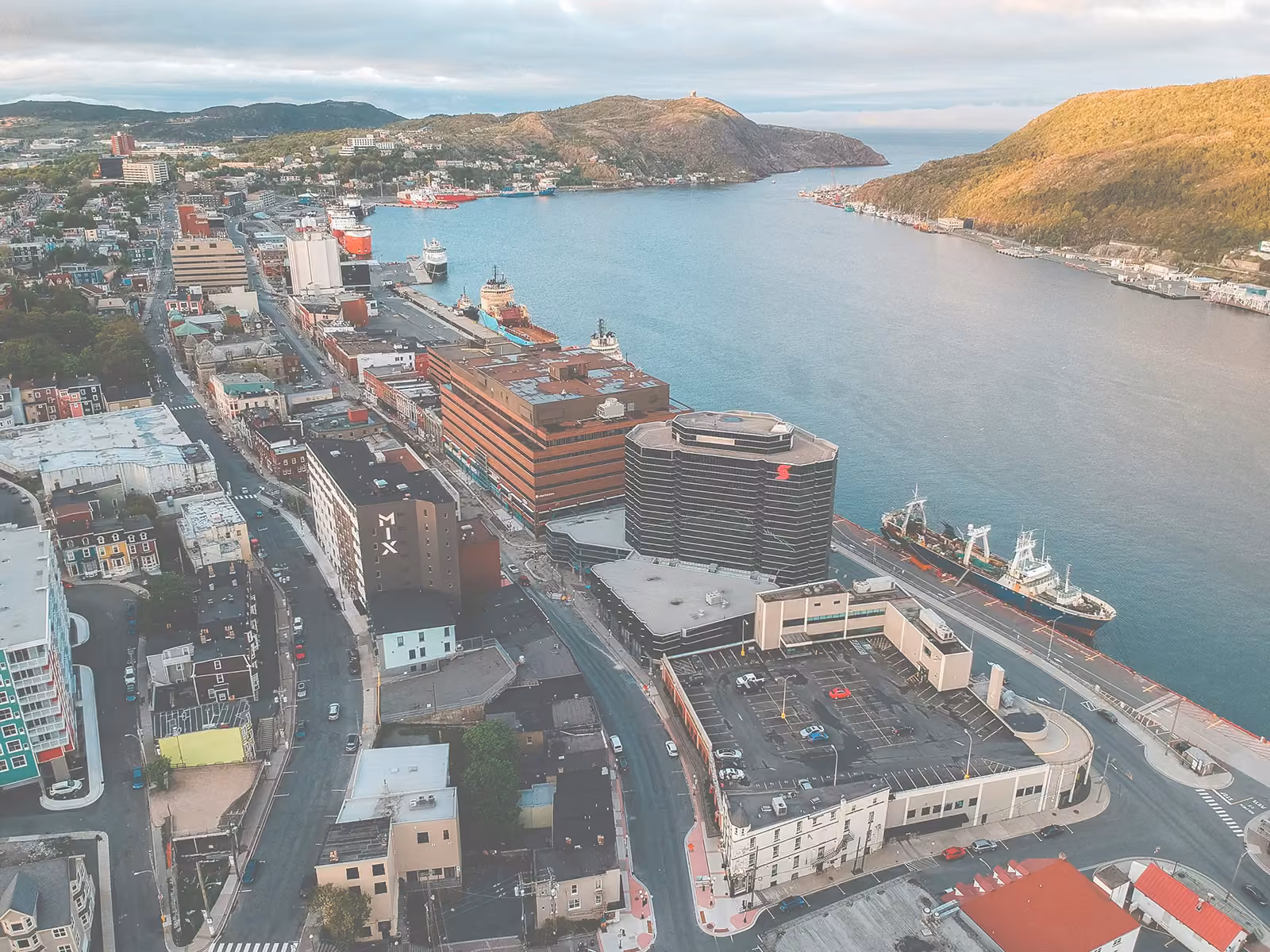 An aerial photo of St John's, Newfoundland.