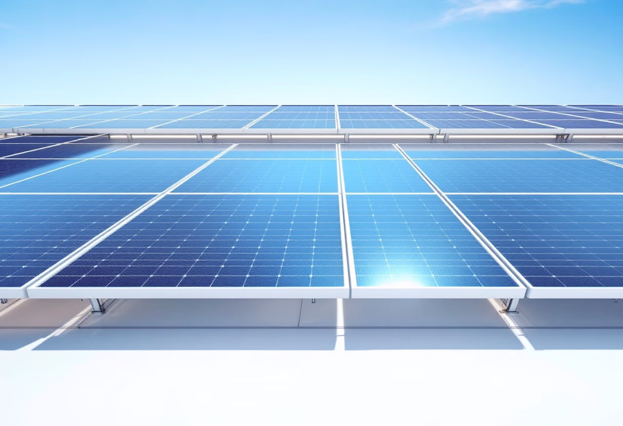 image of a rooftop solar panel installation