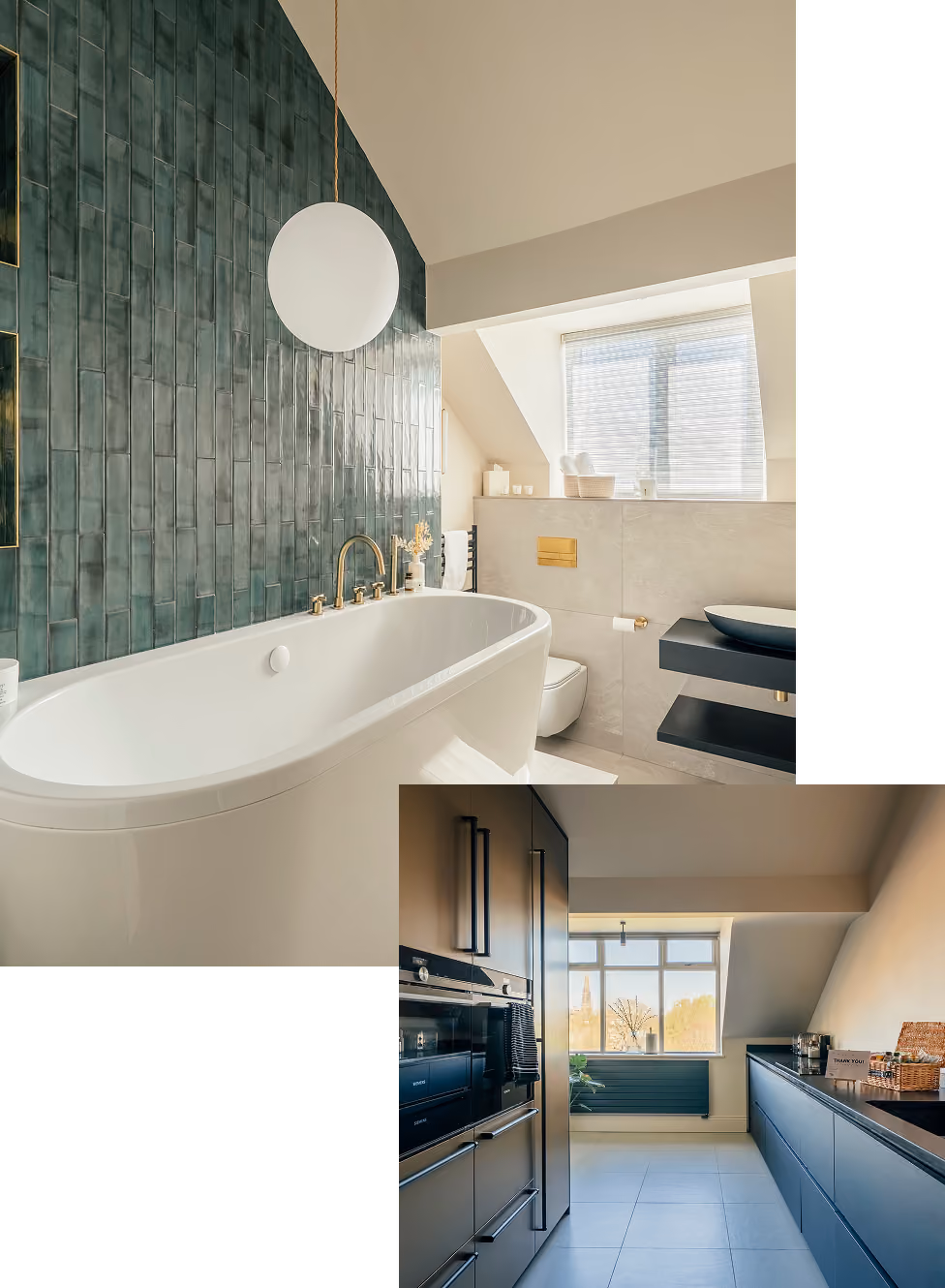 Freestanding bath in a Harrogate apartment bathroom