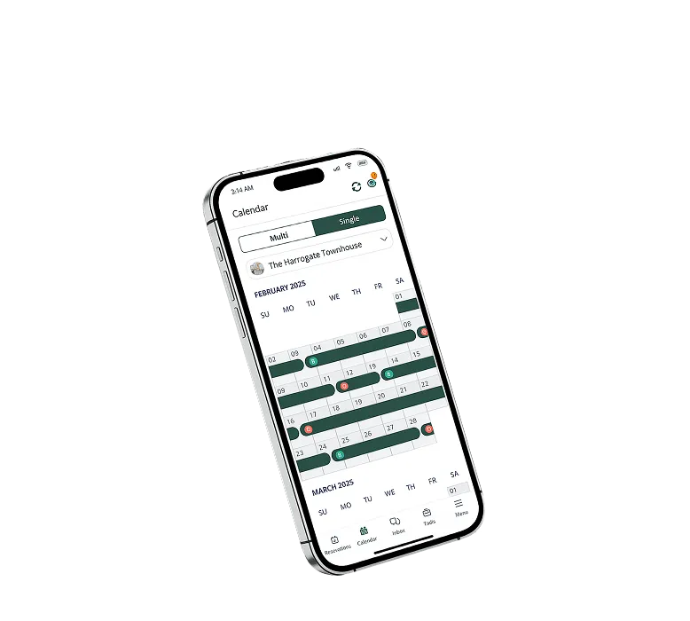 Owner calendar on a phone, showing how owners block out dates for unlimited owner stays
