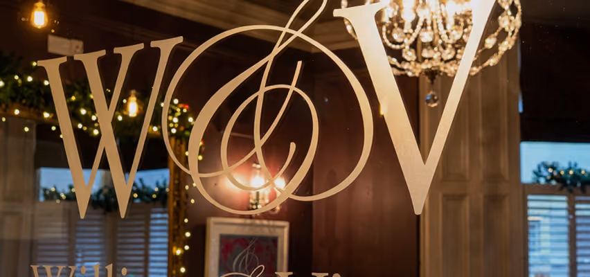 Illuminated restaurant sign in Harrogate