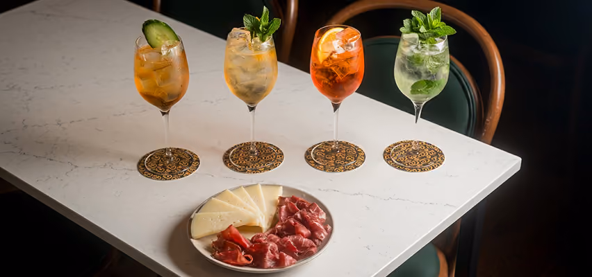 Cocktails and a sharing board at Over & Above, Harrogate