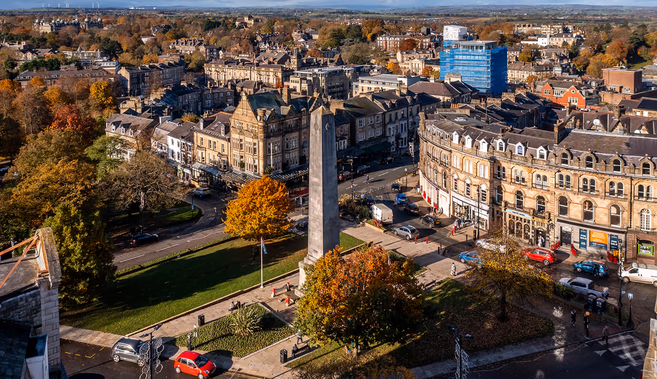 Aerial view of Harrogate rooftops