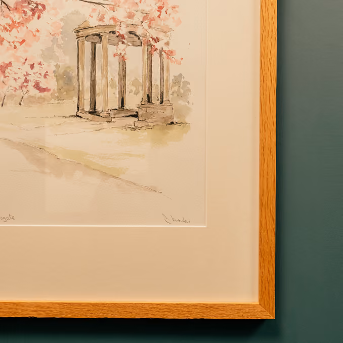 Framed watercolour print of a Harrogate landmark