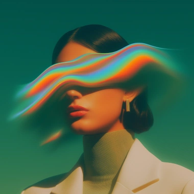 A blue tone half face portrait person