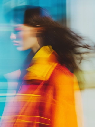 A blurry cinematice girl photo