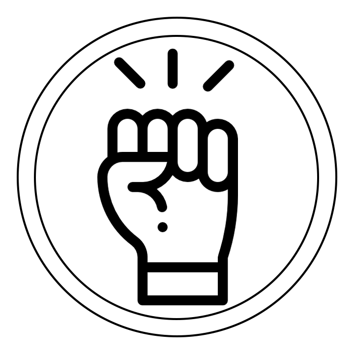 Black and white passionate fist icon