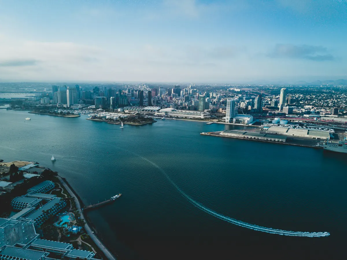 San Diego waterfront, exotic car rental in San Diego