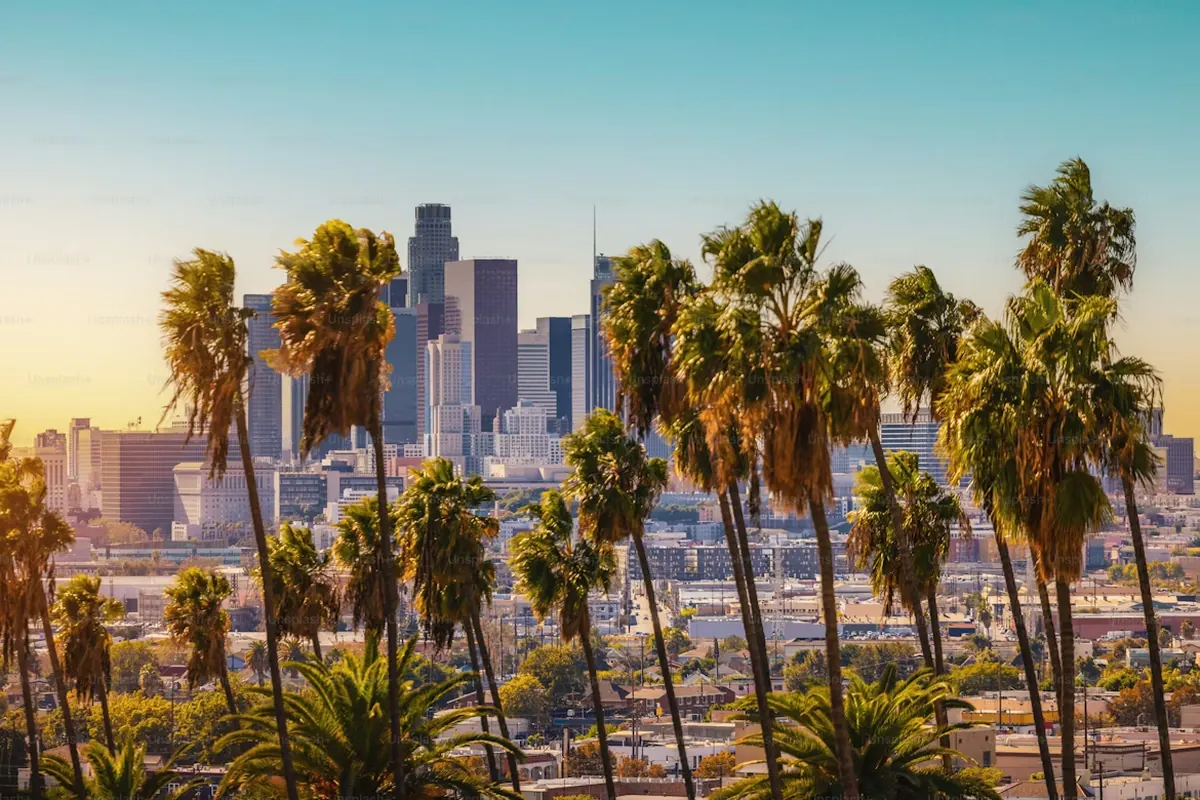 Los Angeles skyline, exotic car rental in Los Angeles