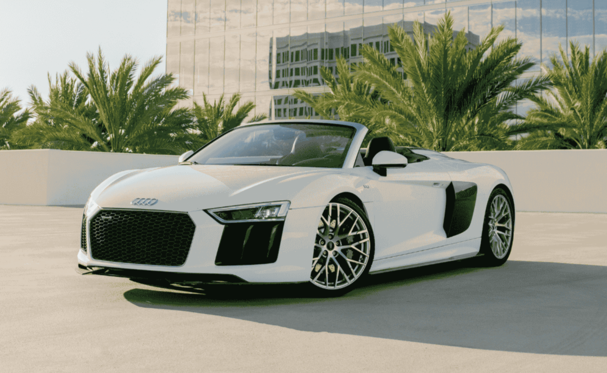 Rent a White Audi R8 V10 Spyder in Los Angeles