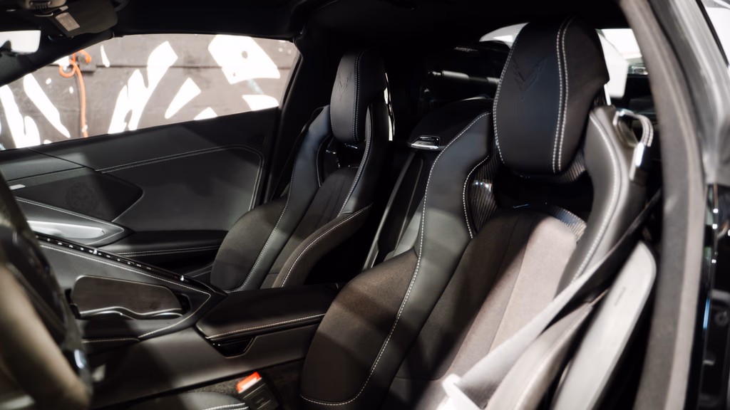 Black Corvette Z06 front quarter angle OC