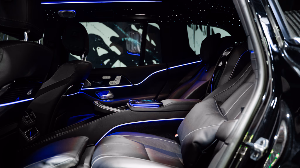 Mercedes-Benz Maybach GLS600 Two Tone rear angle luxury SUV Southern California rental