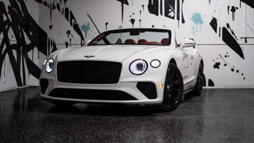 White 2021 Bentley Continental GTC sports car rental Irvine