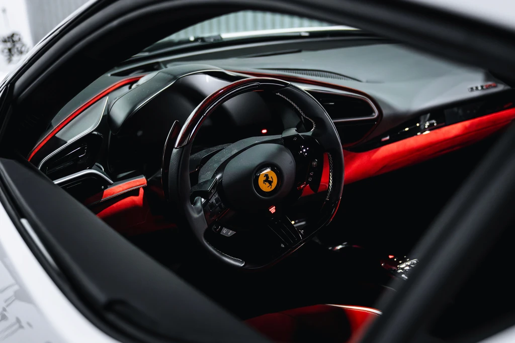 2025 Ferrari 296 GTB interior Red luxury rental