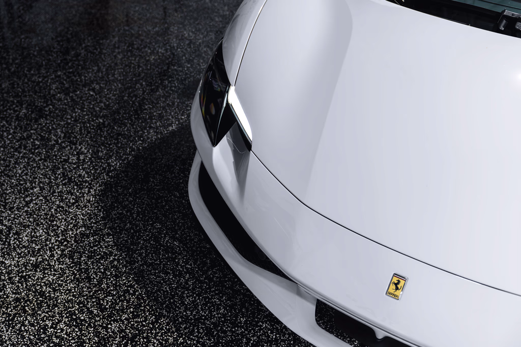 White Ferrari 296 GTB front quarter angle Southern California