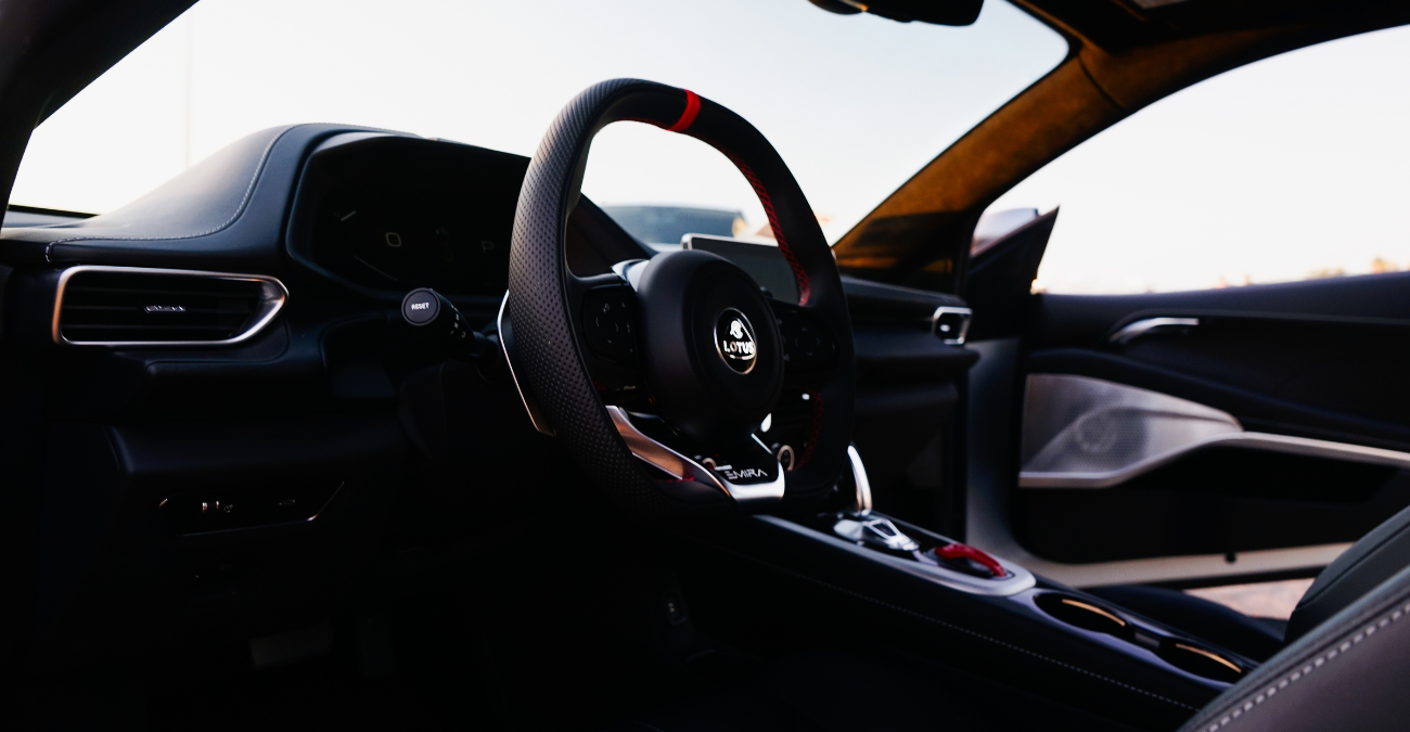 2025 Lotus Emira V6 interior Black luxury rental