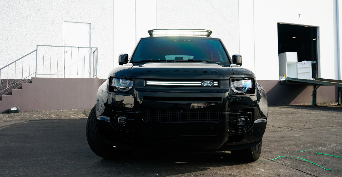 Land Rover Defender X cockpit dashboard exotic car rental Newport Beach