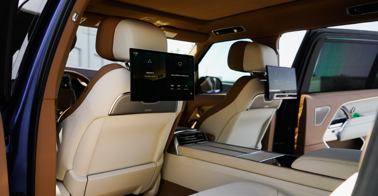 2024 Land Rover Range Rover SV driver cockpit Tan / Black seats Irvine