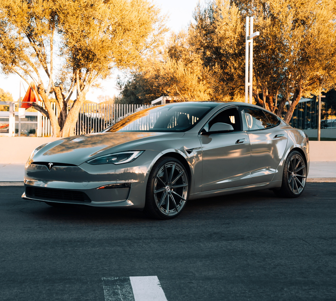Rent a Nardo Grey Tesla Model S Plaid in Los Angeles