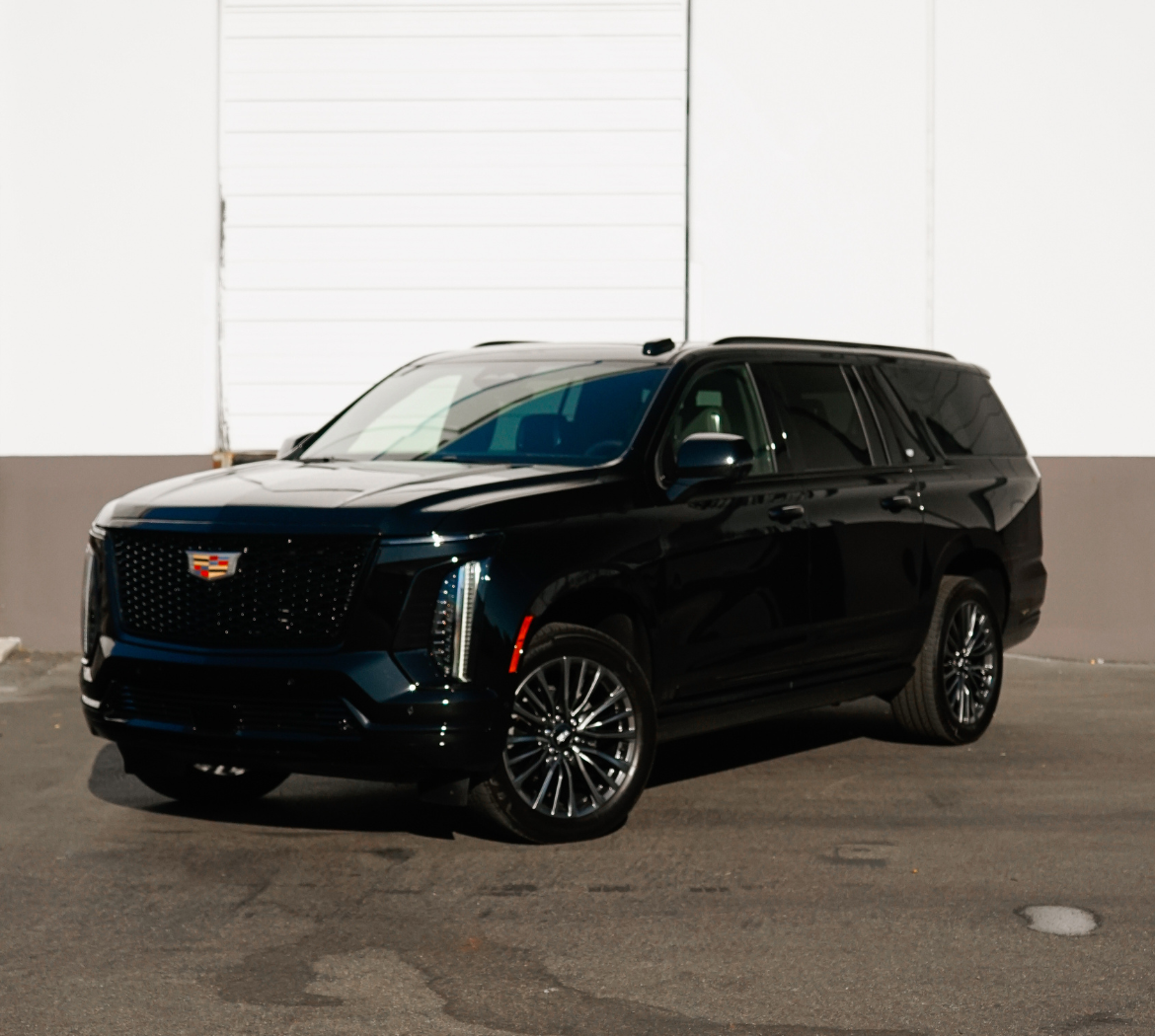 Black 2025 Cadillac Escalade ESV Executive luxury SUV rental OC