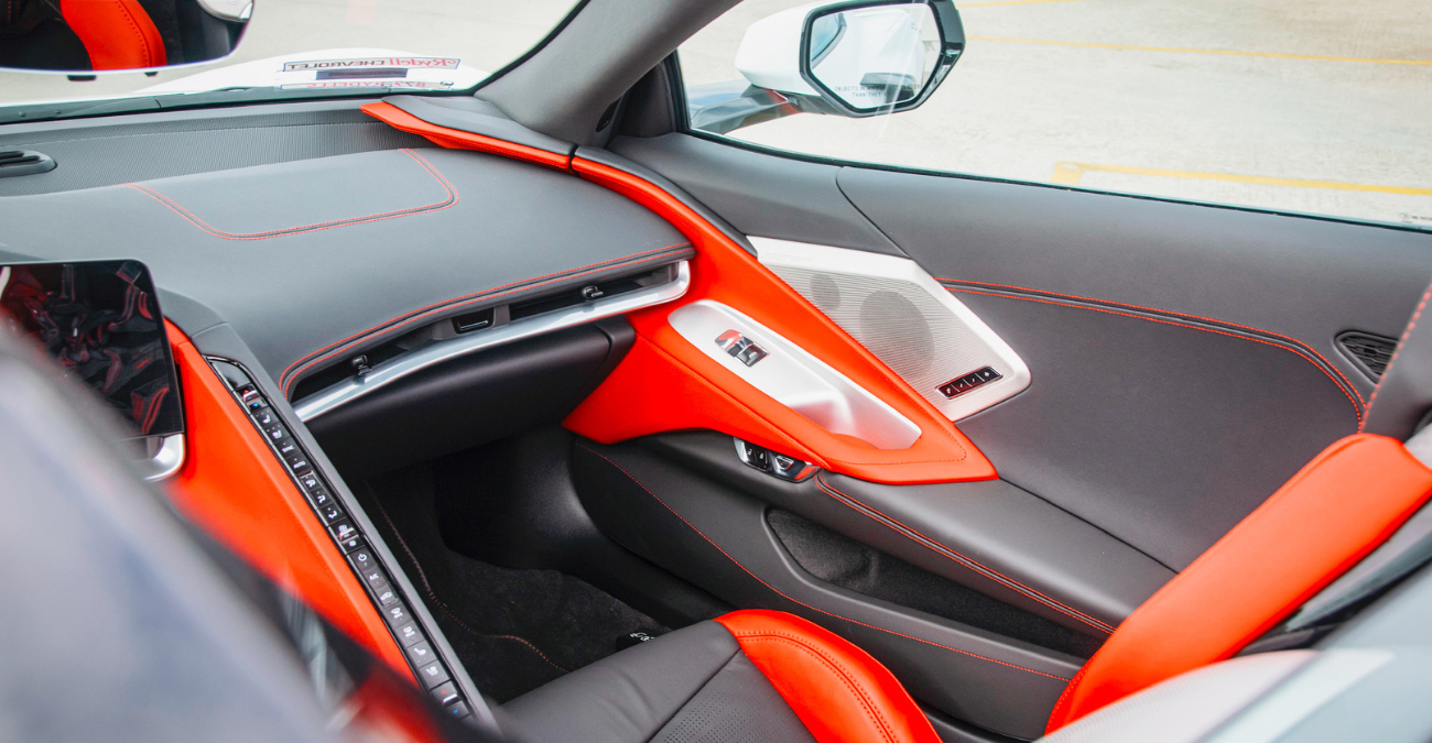 White Corvette Stingray Convertible front quarter angle Los Angeles rental