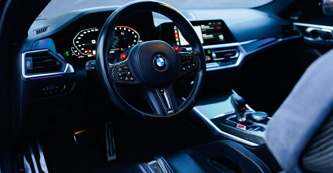 BMW M4 Competition steering wheel and dash Black interior Irvine