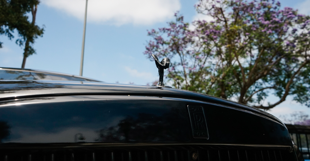 Rolls Royce Cullinan Black at dusk Orange County