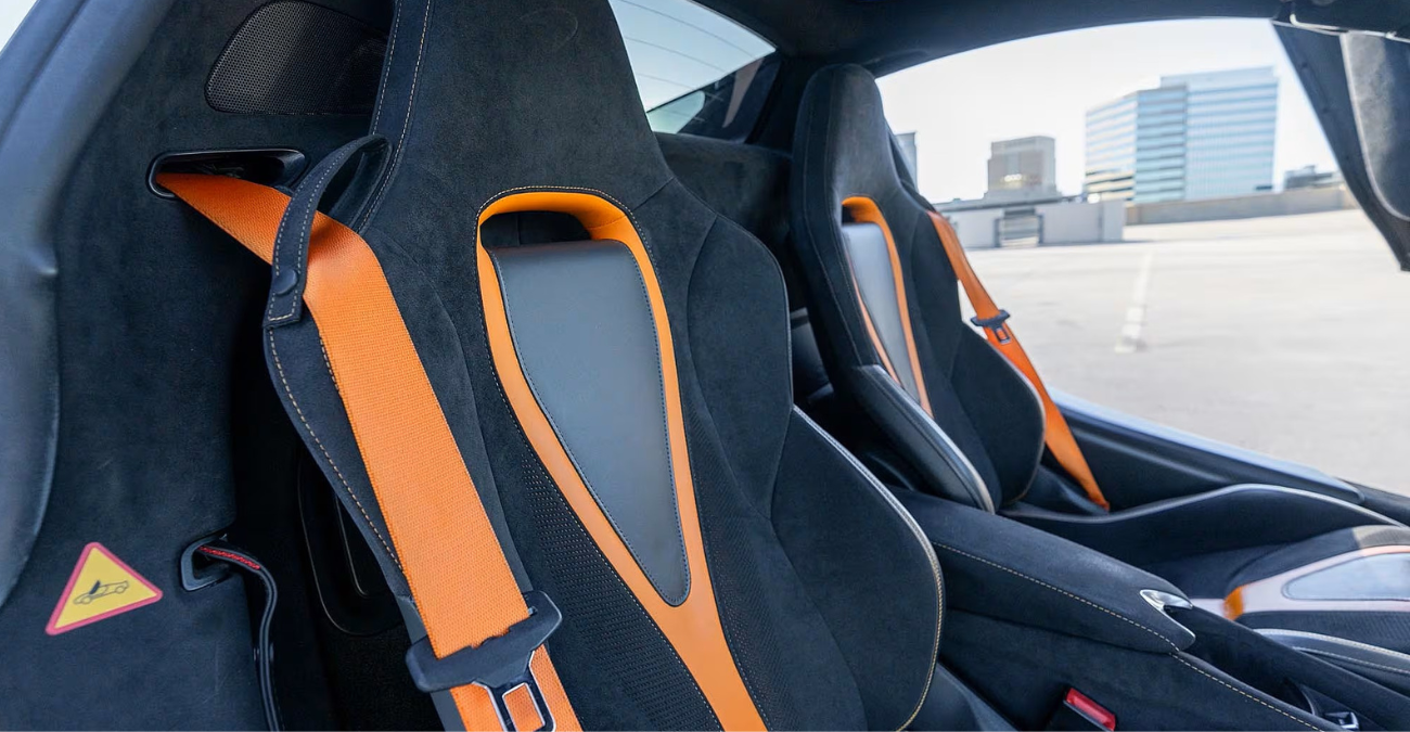 McLaren 720S Spider Performance Black / Orange interior cabin Orange County