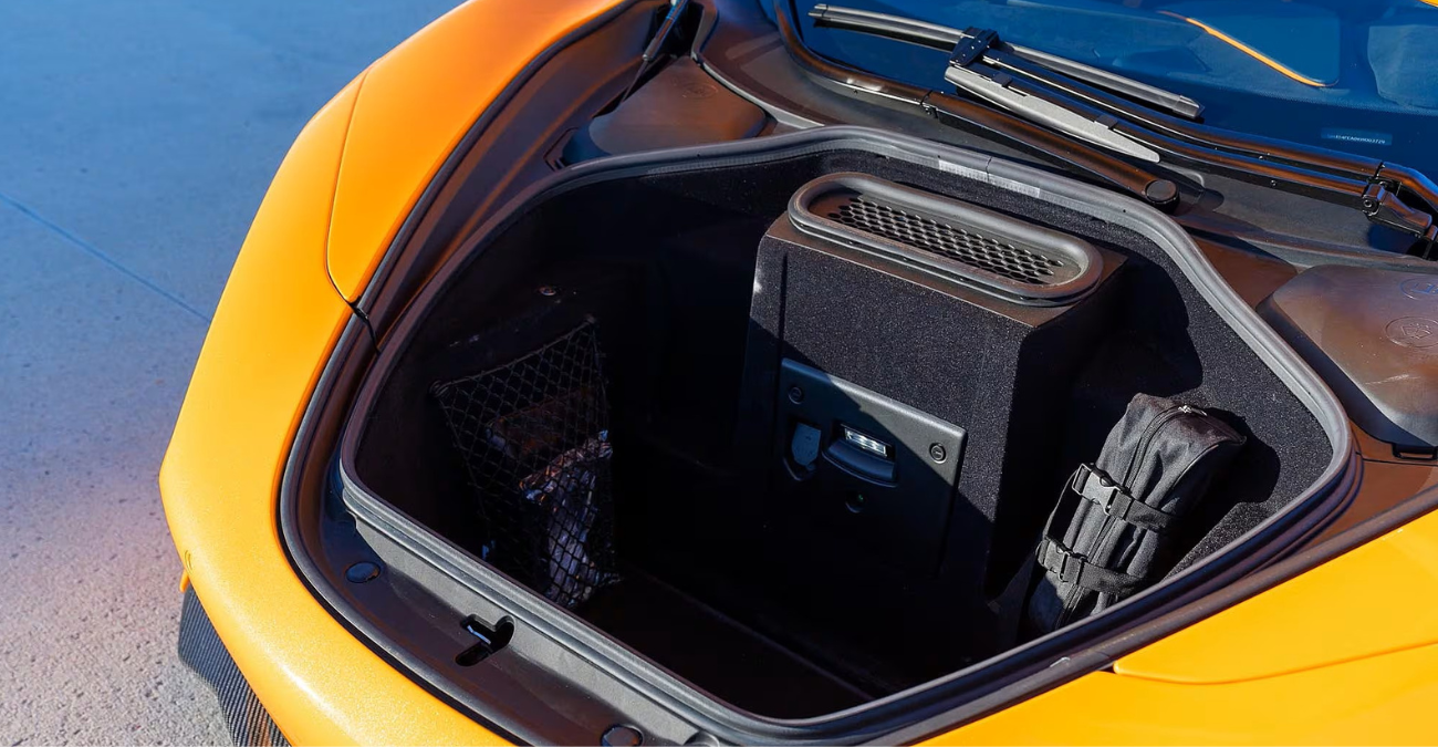 McLaren 720S Spider Performance side profile Orange supercar OC rental