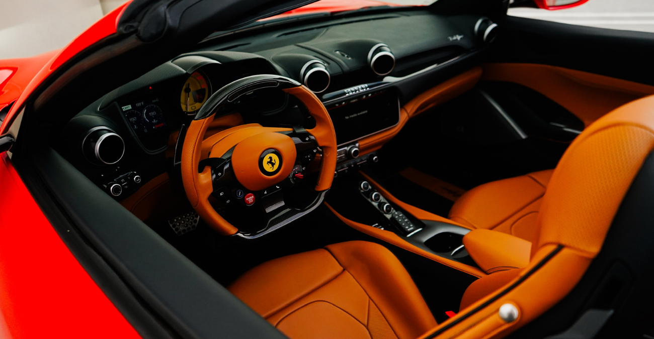 Ferrari Red Ferrari Portofino front quarter angle Southern California