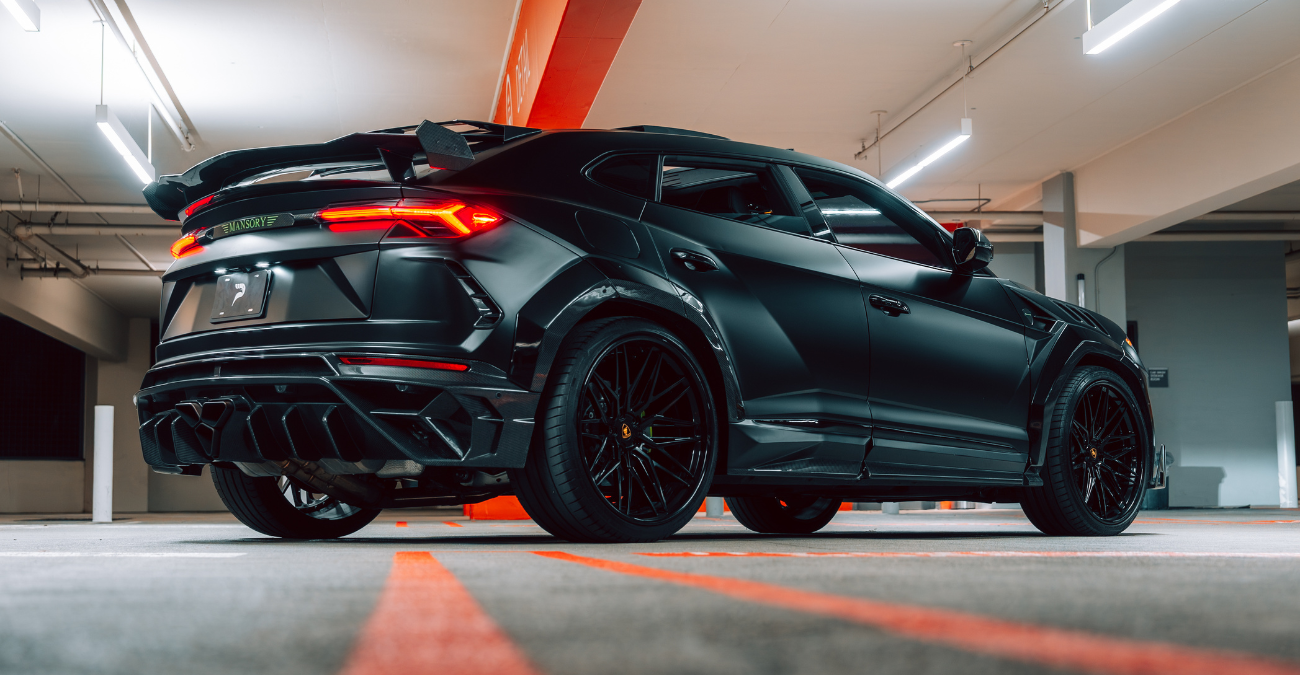 Lamborghini Urus Mansory Black rear angle luxury SUV San Diego rental
