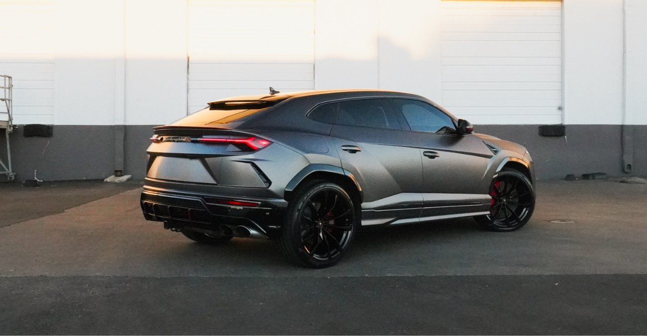 Lamborghini Urus Matte Grey rear angle luxury SUV OC rental