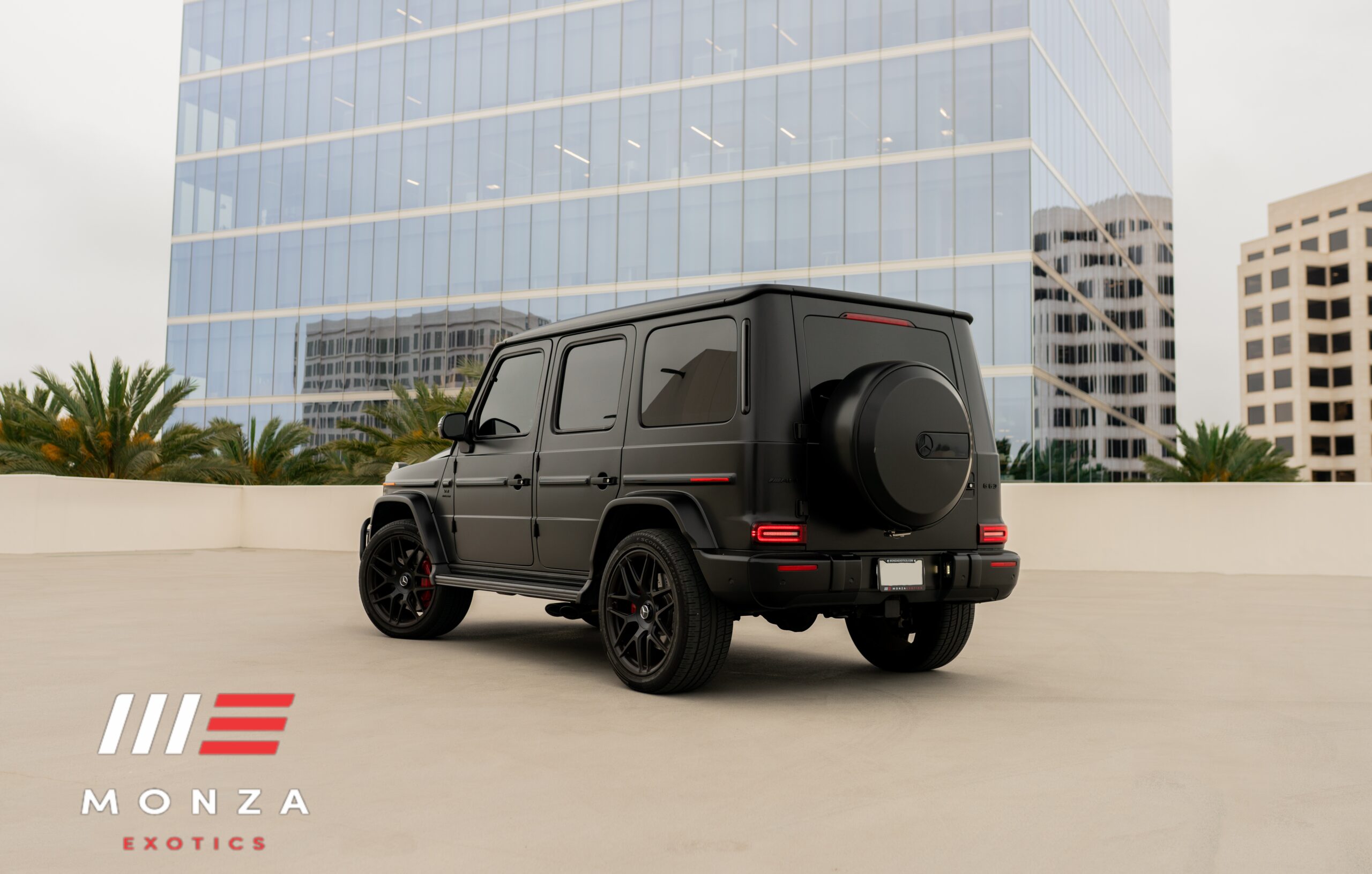 Mercedes-Benz G63 AMG Black rear quarter view Los Angeles exotic rental