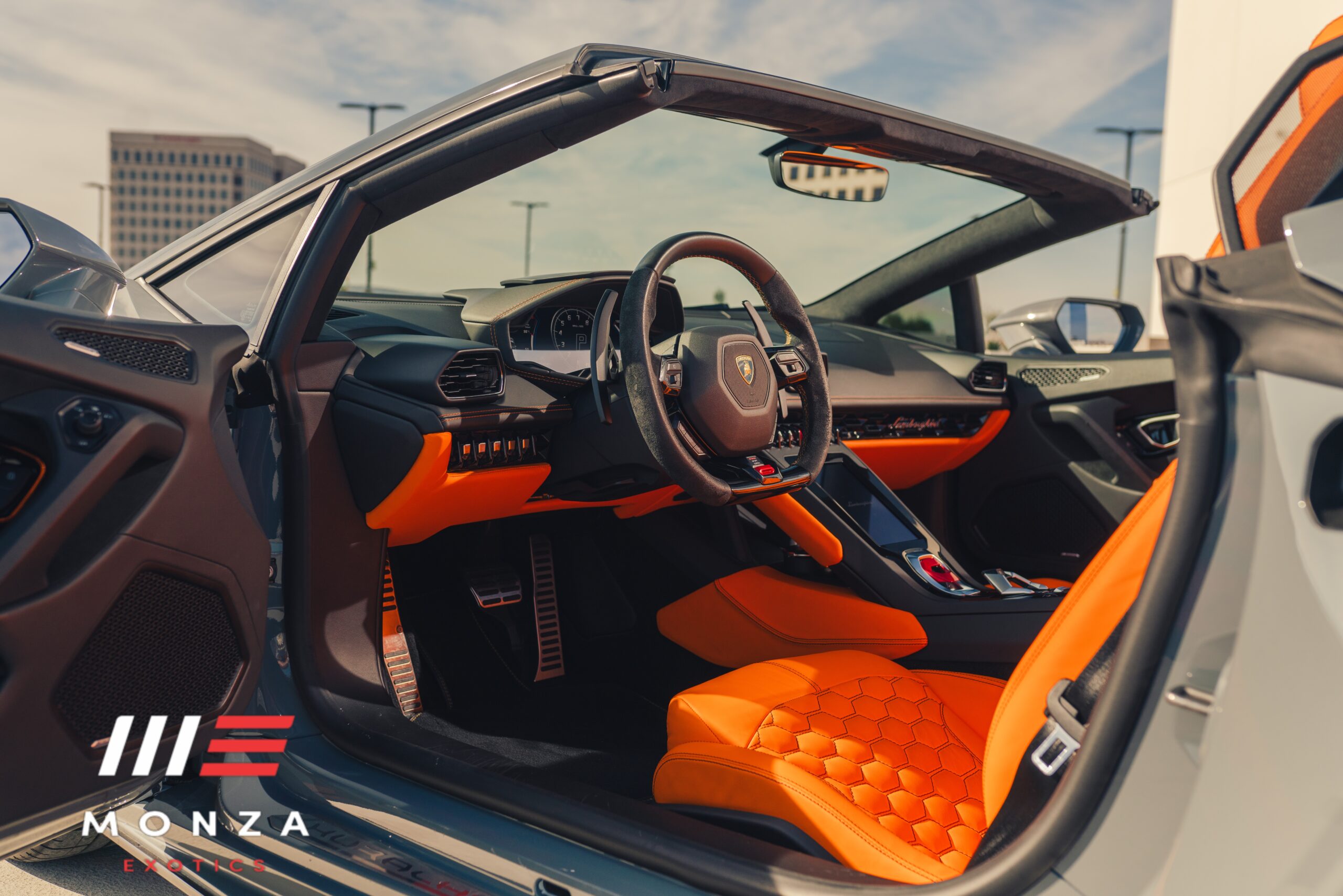 2022 Lamborghini Huracán Evo Spyder Blue supercar Beverly Hills