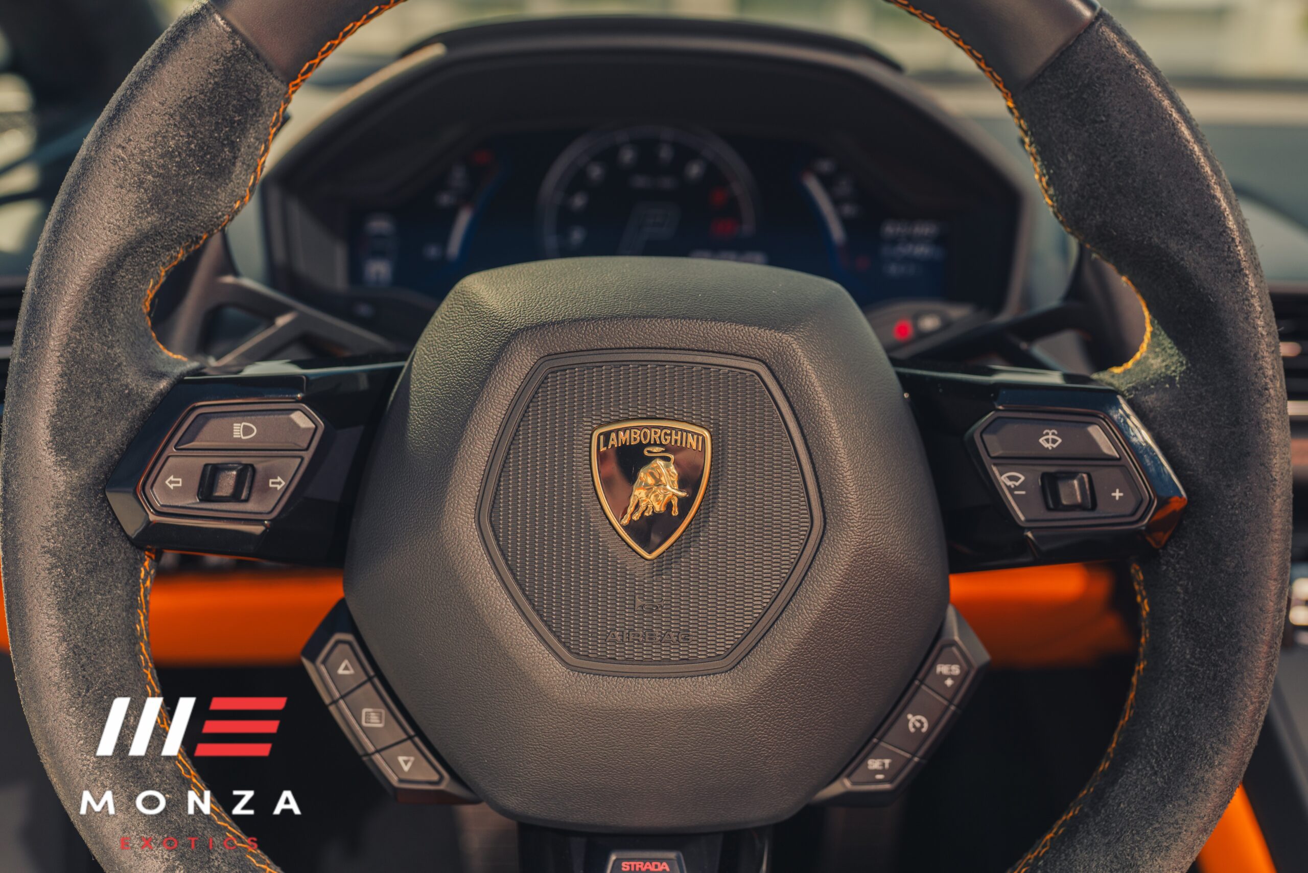 Lamborghini Huracán Evo Spyder Blue trunk view luxury rental Pacific Coast Highway