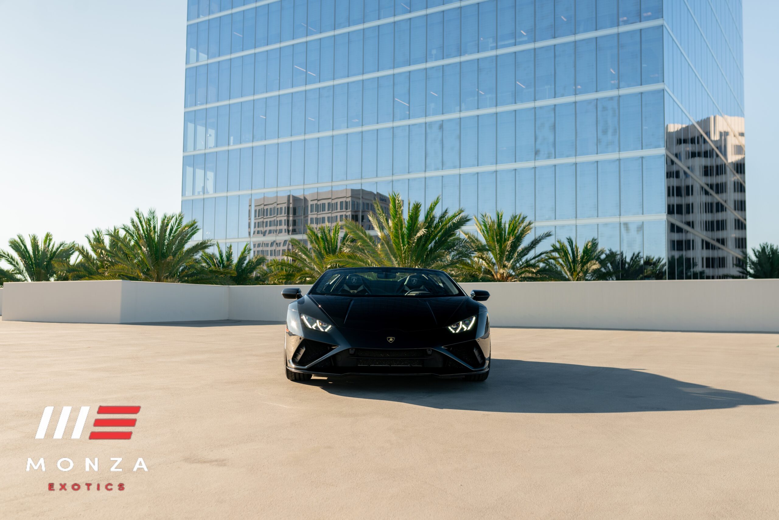 Lamborghini Huracán Evo Spyder Black rear angle supercar Newport Beach